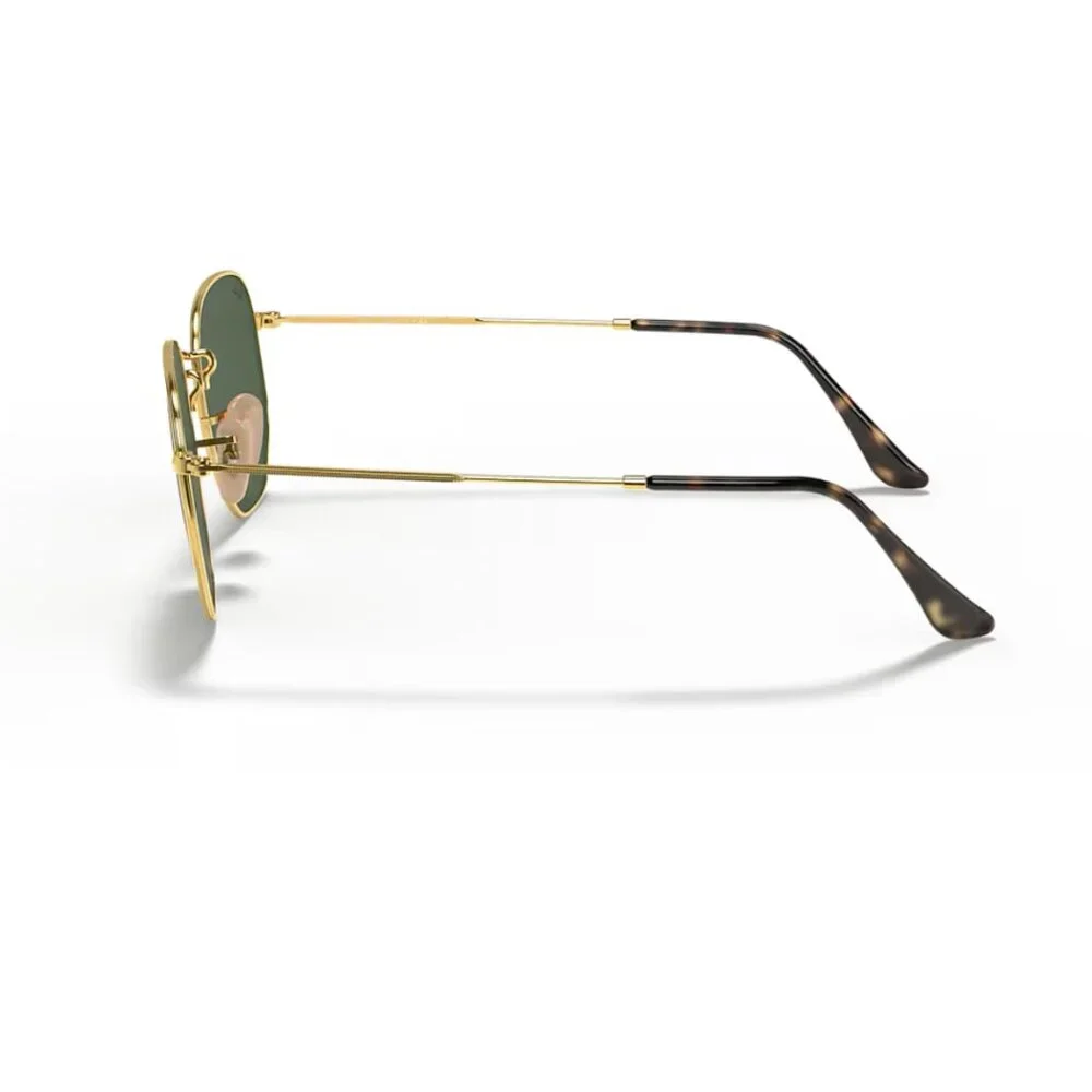 Ray-Ban Hexagonal Sunglasses Green Lenses Gold Metal Frame Adjustable Nosepads - Picture 4 of 13